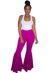 Solid Color Wide Leg Flared Trousers