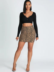 High Waist Snake Print Bodycon Mini Skirts