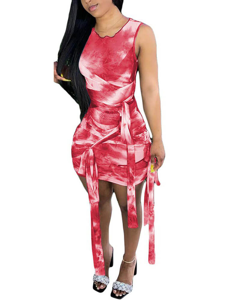 Sleeveless Tie Dyed Skinny Midi Dress