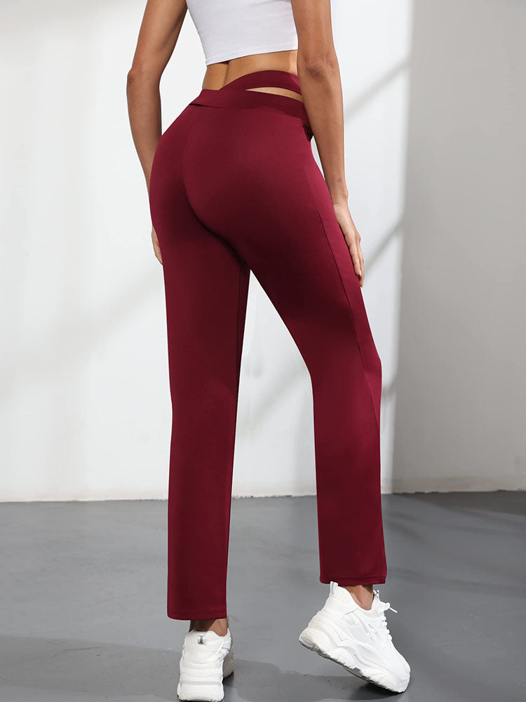 Elastic High Waist Long Pants