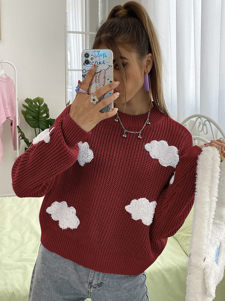 Long Sleeves Clouds Knitted Sweaters