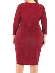 Plus Size V Neck Ruched Midi Dress