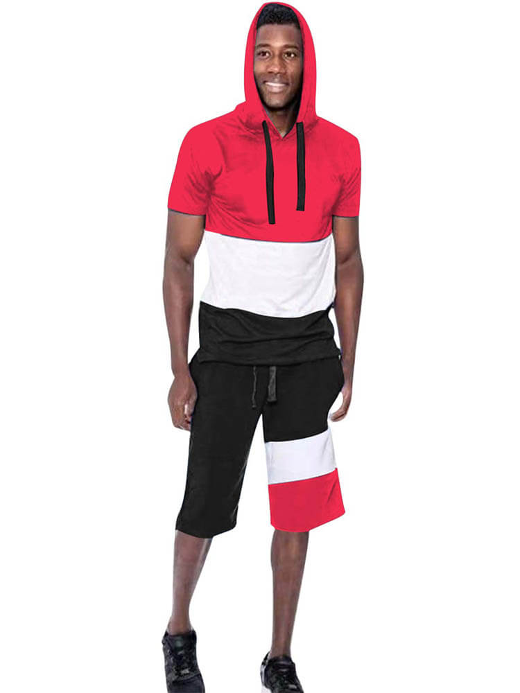 Mens Color Block Two Pieces Shorts Set