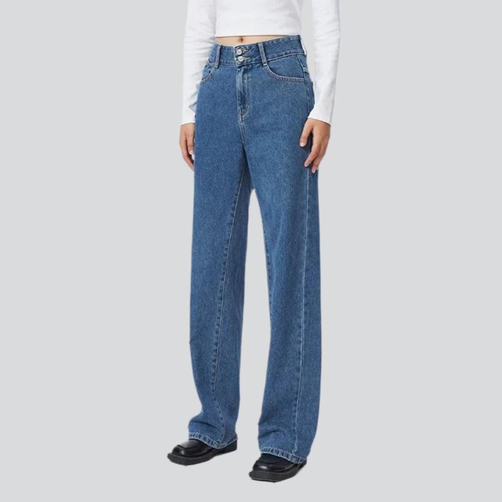 Wide-leg women's denim pants