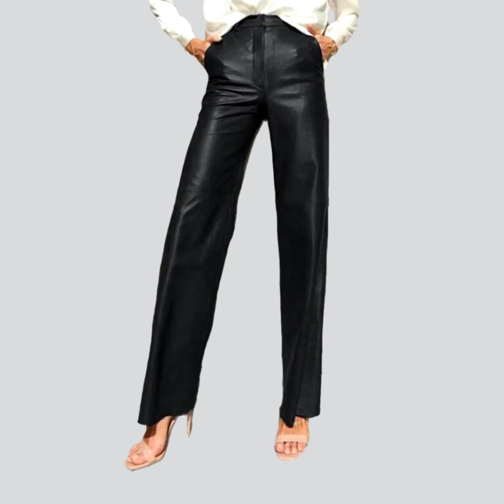 Wide-leg wax jean pants for ladies