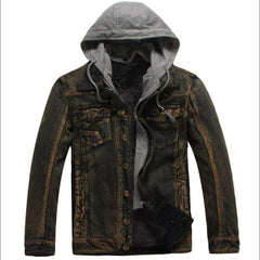 Winter hooded men's denim jacket