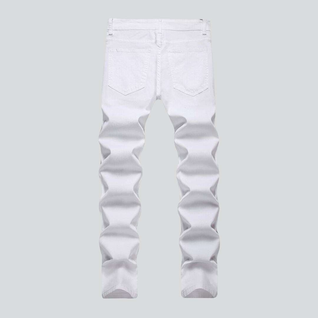 White stretch jeans for men