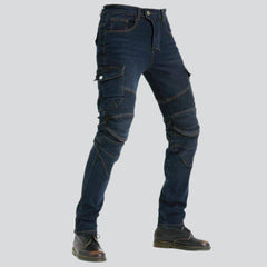 Winter dark men's biker jeans