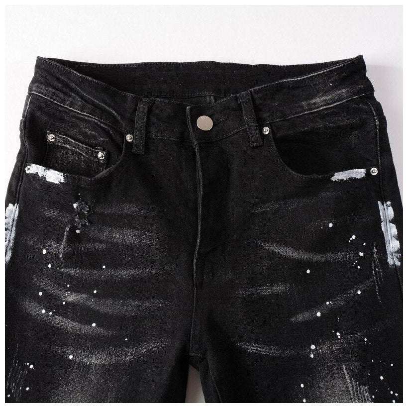 White paint splatters men's jeans