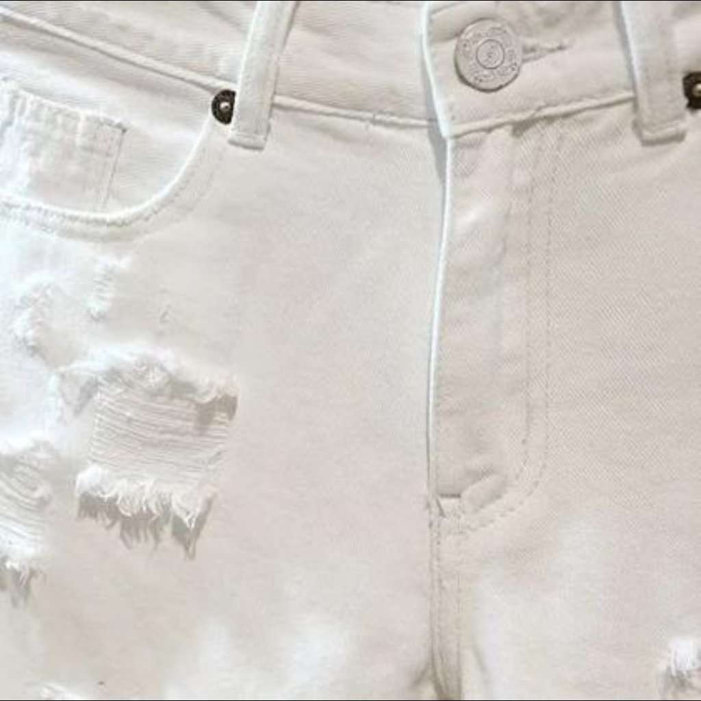 White men's distressed denim shorts