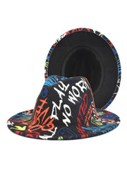 Graffiti Woolen Retro Fedora Hat