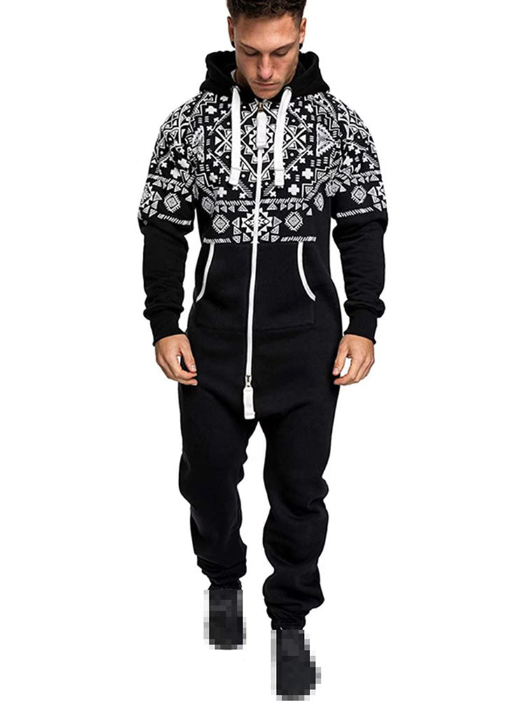 Mens Long Sleeve Camouflage Print Jumpsuits