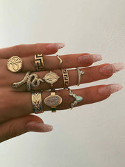 Ten Piece Snake Rhinestone Rings Sets