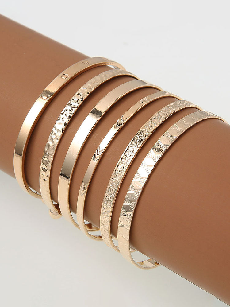 Six Piece Minimalist Open Upper Bracelets