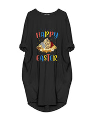 Plus Size Easter Long Sleeves Rabbit Midi Dresses