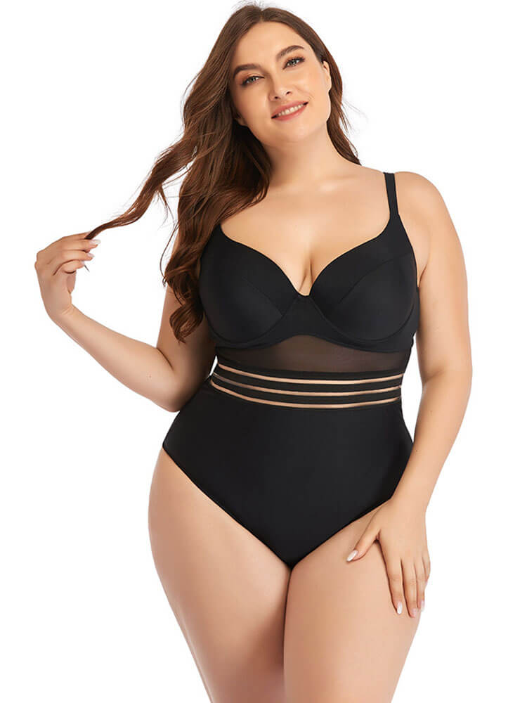 Plus Size Spaghetti Straps Backless Swimsuit