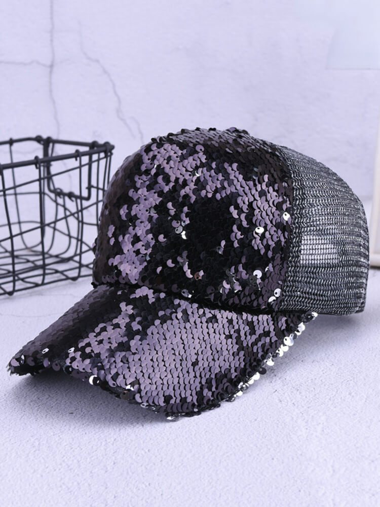 Glitter Sequin Mesh Baseball Caps