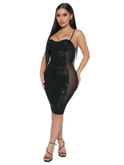 Spaghetti Strap Bodycon Sequin Glitter Mini Dresses