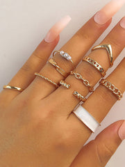 Ten Piece Twist Pearl Rings Sets