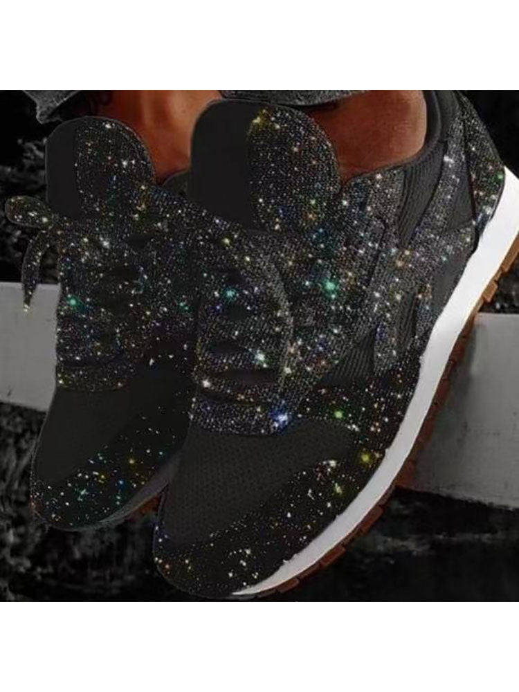 Glitter Round Toe Sequined Sneakers