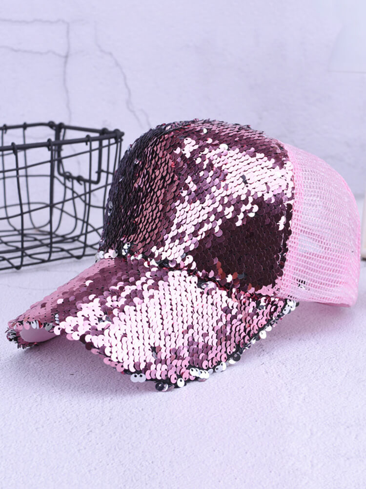 Glitter Sequin Mesh Baseball Caps