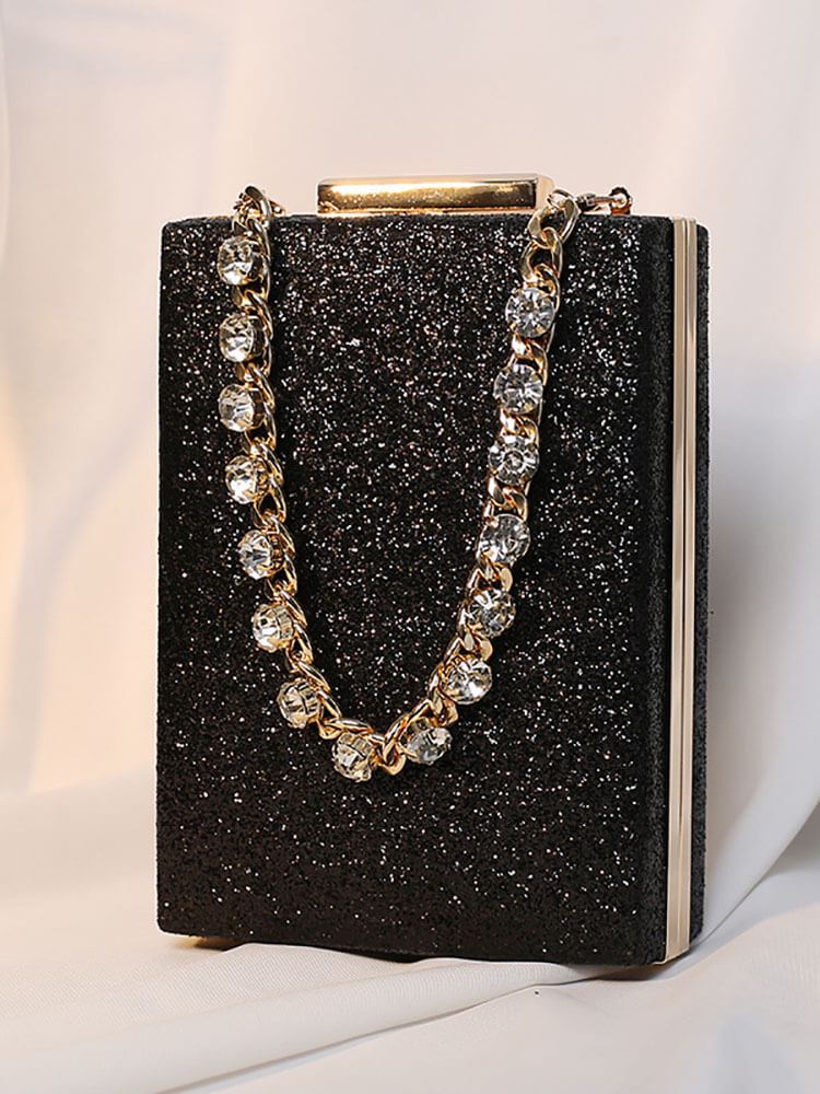 Rhinestone Glitter Chain Cuboid Handbag