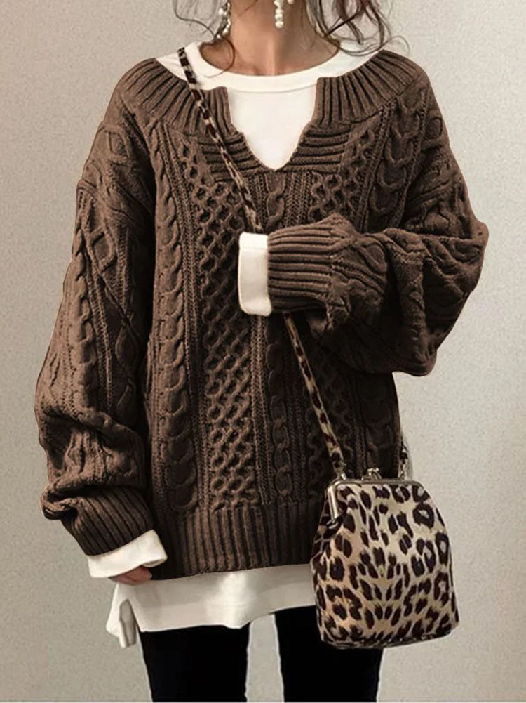 Long Sleeves Twist Knit Sweaters