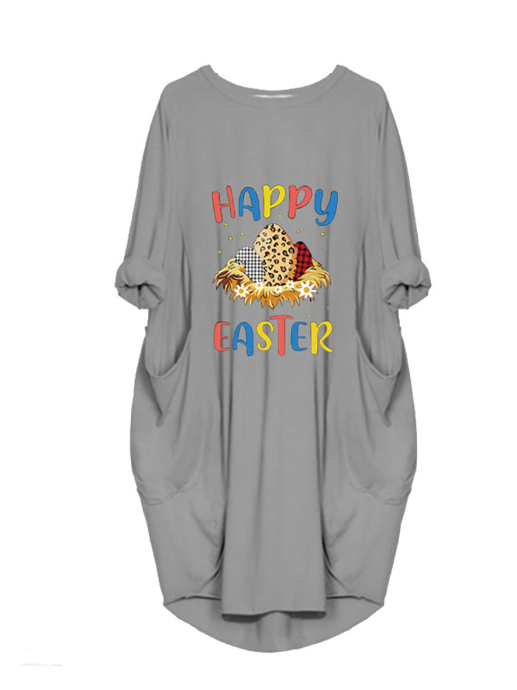 Plus Size Easter Long Sleeves Rabbit Midi Dresses