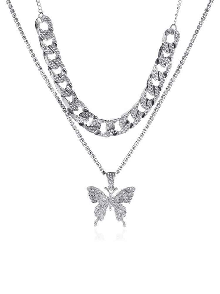 Butterfly Pendant Layered Necklaces