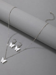 Sweet Butterfly Chain Necklace & Earrings