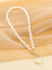 Pearl Heart Pendant Necklace + Bracelet Sets