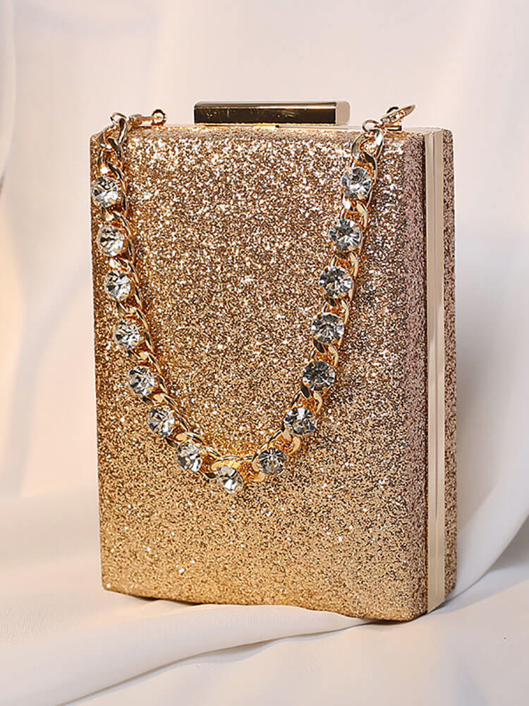 Rhinestone Glitter Chain Cuboid Handbag