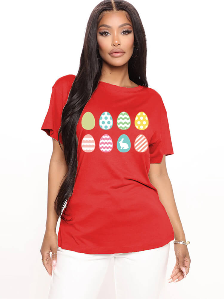 Short Sleeve Easter Egg Print T-shirt