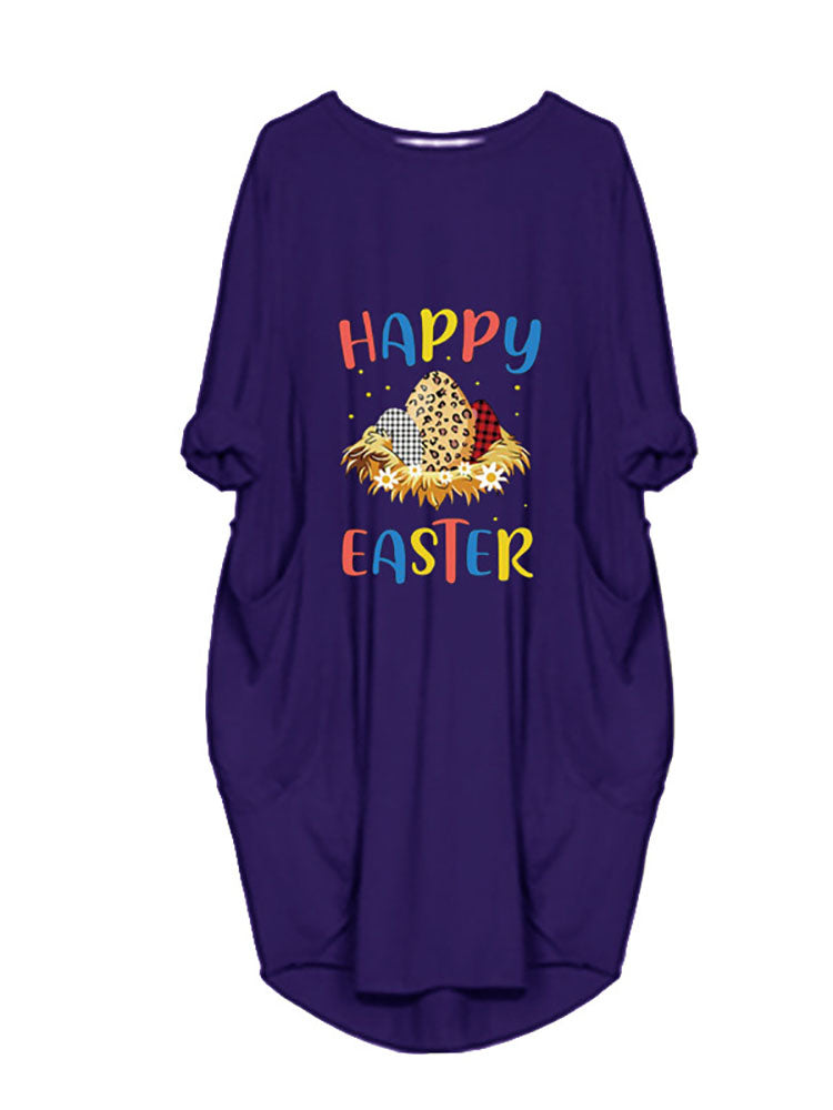 Plus Size Easter Long Sleeves Rabbit Midi Dresses