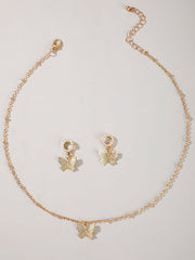 Sweet Butterfly Chain Necklace & Earrings