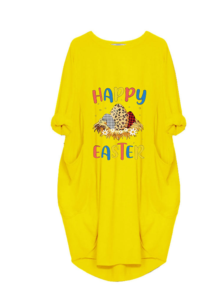 Plus Size Easter Long Sleeves Rabbit Midi Dresses