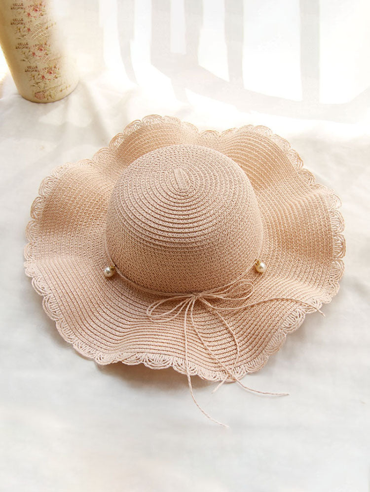 Summer Wavy Beaded Straw Hat