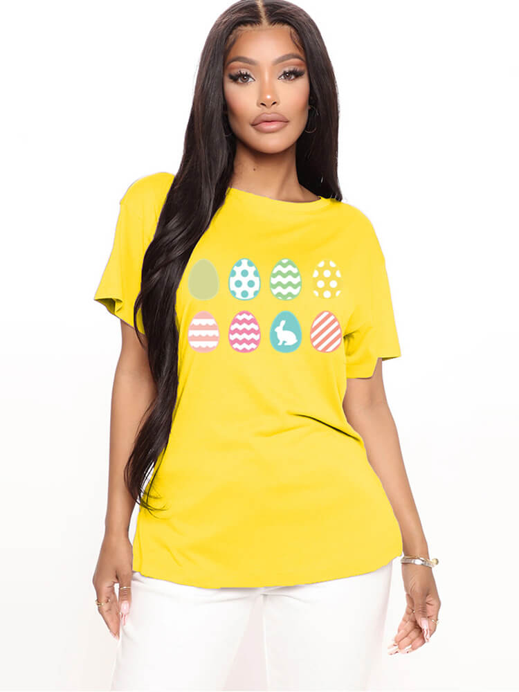 Short Sleeve Easter Egg Print T-shirt