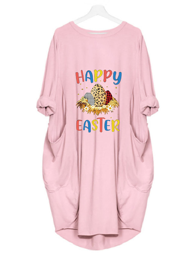 Plus Size Easter Long Sleeves Rabbit Midi Dresses