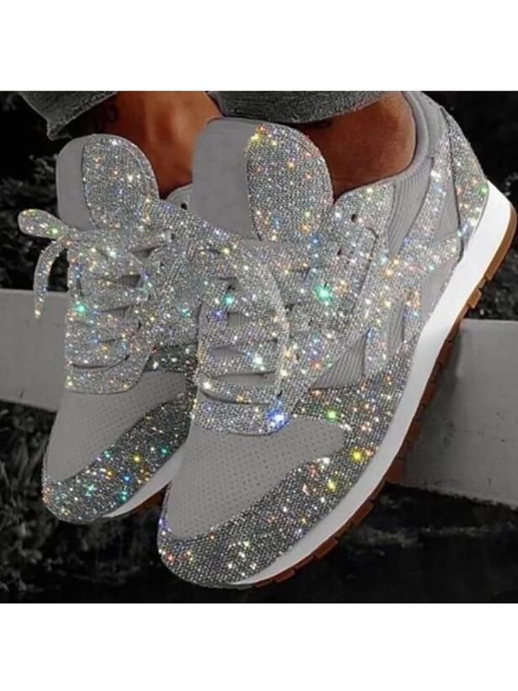 Glitter Round Toe Sequined Sneakers