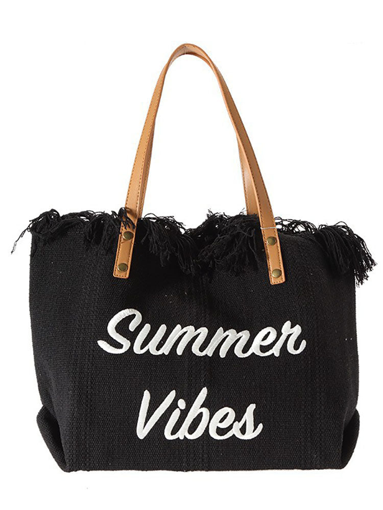 Letter Print Tassels Shoulder Bags