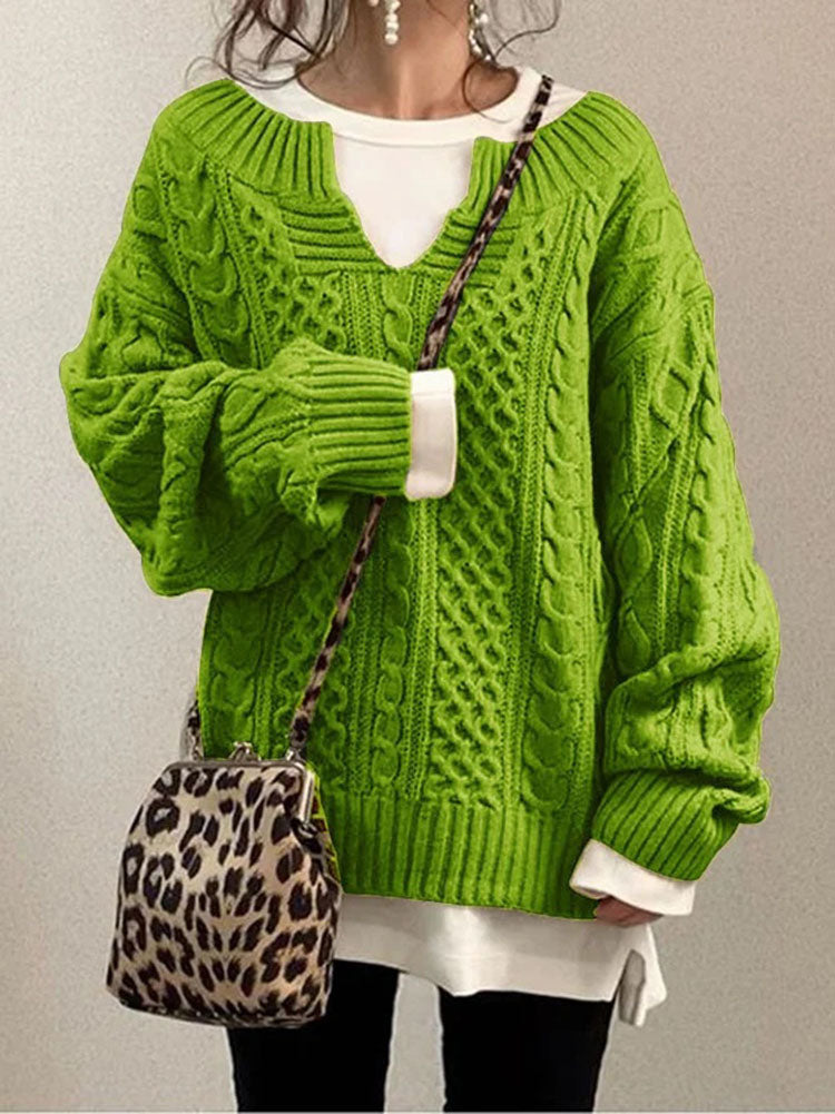 Long Sleeves Twist Knit Sweaters