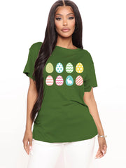 Short Sleeve Easter Egg Print T-shirt