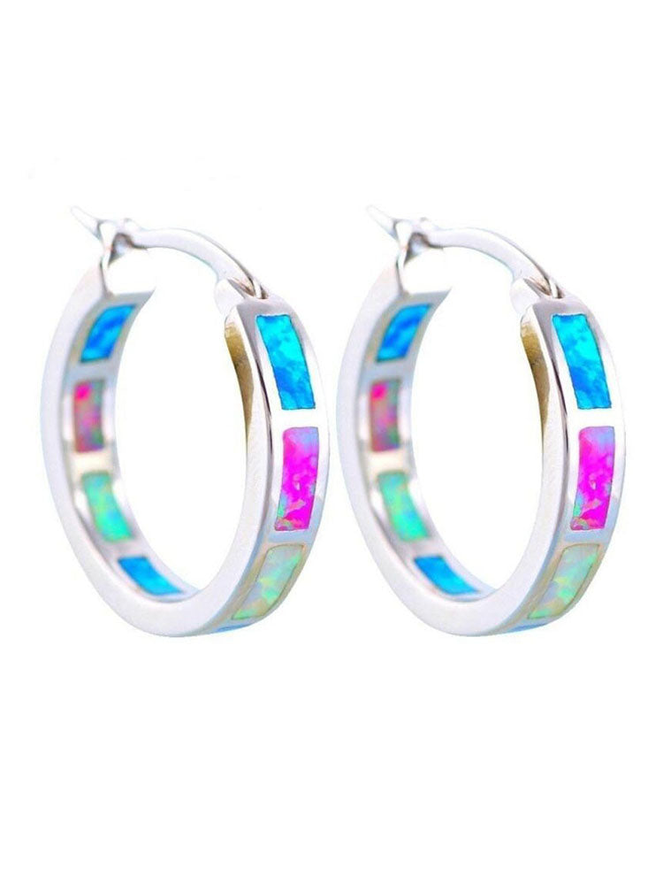 Round Colored Rhinestone Earrings