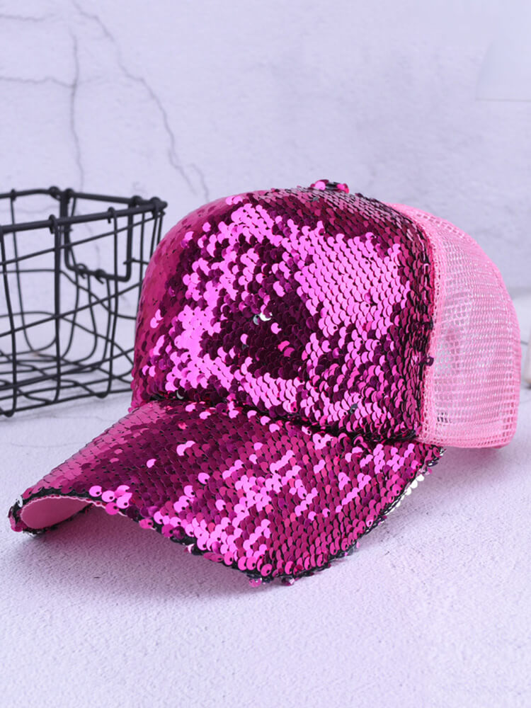 Glitter Sequin Mesh Baseball Caps