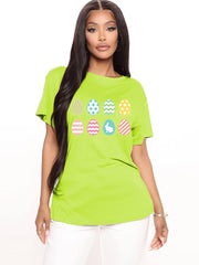 Short Sleeve Easter Egg Print T-shirt