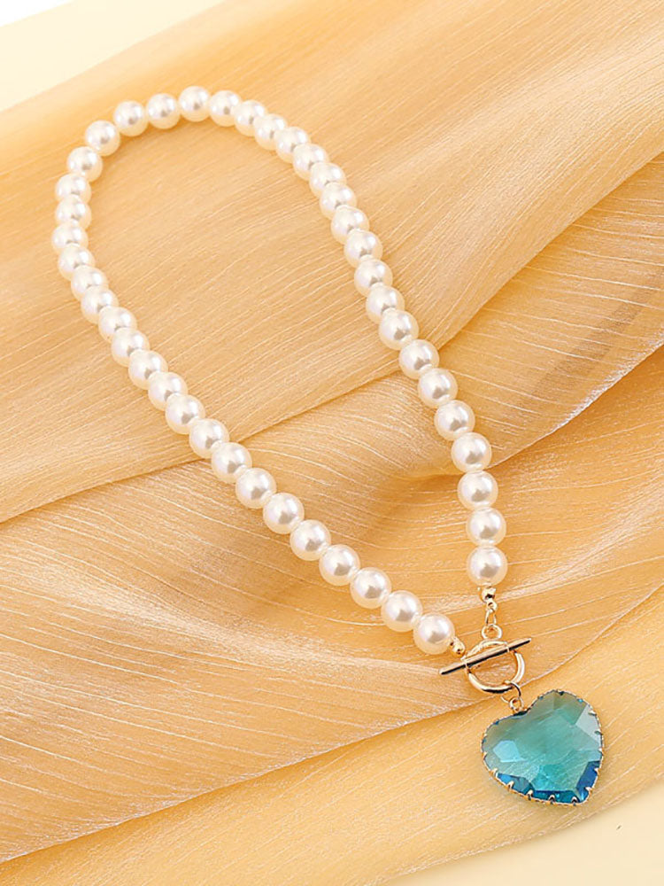 Pearl Heart Pendant Necklace + Bracelet Sets