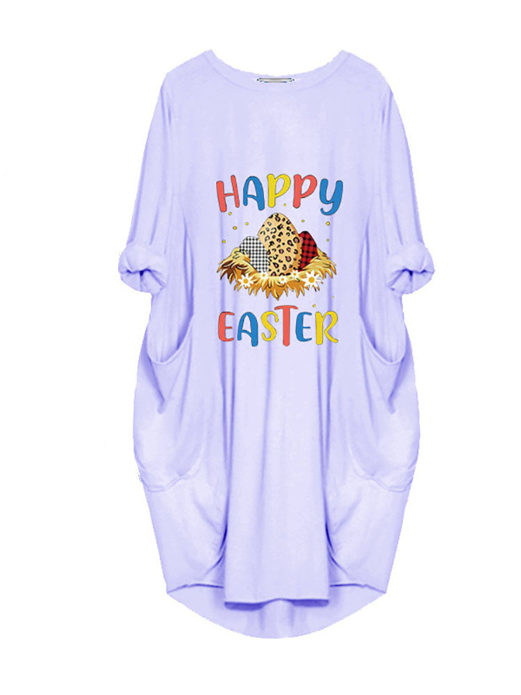 Plus Size Easter Long Sleeves Rabbit Midi Dresses