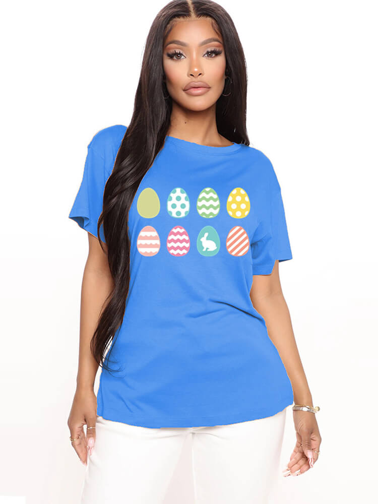 Short Sleeve Easter Egg Print T-shirt