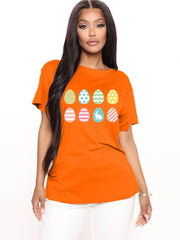 Short Sleeve Easter Egg Print T-shirt